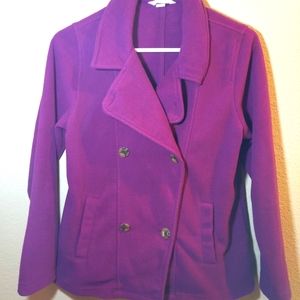 Lands End girls fuscia fleece Pea Coat sz14